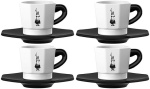 Bialetti Espresso csésze szett fekete/fehér 
4db + csészealj 
porcelán